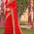 red zari embroidered stone border georgette designer saree for women