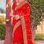 red zari embroidered stone border georgette designer saree for women