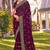 wine zari embroidered stone border georgette designer saree for women