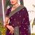 wine zari embroidered stone border georgette designer saree for women