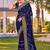 navy blue zari embroidered stone border georgette designer saree for women