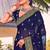 navy blue zari embroidered stone border georgette designer saree for women