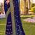 navy blue zari embroidered stone border georgette designer saree for women