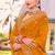 mustard zari embroidered stone border georgette designer saree for women