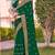 bottle green zari embroidered stone border georgette designer saree for women