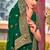 bottle green zari embroidered stone border georgette designer saree for women