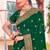 bottle green zari embroidered stone border georgette designer saree for women