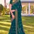 teal blue zari embroidered stone border georgette designer saree for women