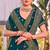 teal blue zari embroidered stone border georgette designer saree for women