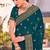 teal blue zari embroidered stone border georgette designer saree for women