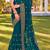teal blue zari embroidered stone border georgette designer saree for women