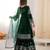 Green velvet sharara set with thread and sequence work