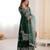 Green velvet sharara set with thread and sequence work