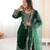 Green velvet sharara set with thread and sequence work