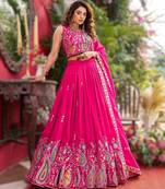 PINK New Launch Wedding Collection Lehenga Choli Set | Pure Vichitra Fabric | Heavy Embroidery Work