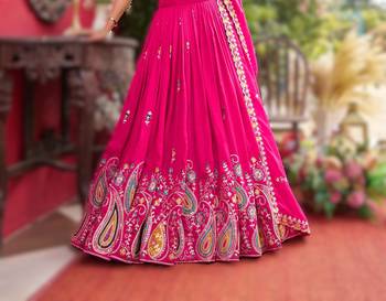 PINK New Launch Wedding Collection Lehenga Choli Set | Pure Vichitra Fabric | Heavy Embroidery Work 3
