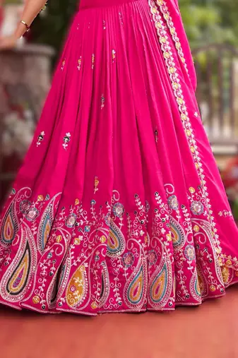 PINK New Launch Wedding Collection Lehenga Choli Set | Pure Vichitra Fabric | Heavy Embroidery Work