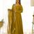 mustard roman silk chanderi fully flared anarkali gown set with dupatta & pant 
