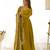 mustard roman silk chanderi fully flared anarkali gown set with dupatta & pant 