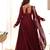 maroon roman silk chanderi fully flared anarkali gown set with dupatta & pant 