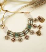 Royal kundan bandhai beads necklace set