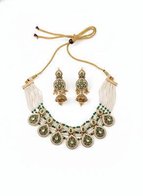 Traditional polki beads multistrand necklace set 2