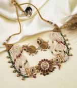 Kundan studded meenakari rajwadi bandhai pearl necklace set