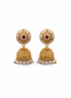 Kundan studded meenakari rajwadi bandhai pearl necklace set 3