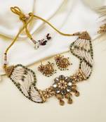 Kundan meenakari pushp bandhai chowker set