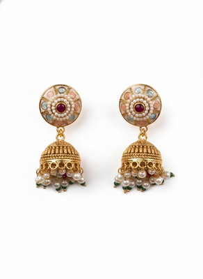 Rajwadi kundan meenakari pearl multilayer chowker set 3