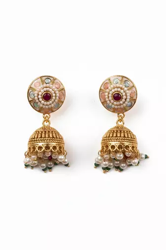Rajwadi kundan meenakari pearl multilayer chowker set