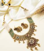 Traditional kundan pearl bandhai necklace set 