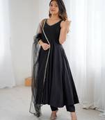 Pure romansilk chanderi fabric fully flare anarkali with pant dupatta set ready to wear