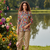 beige floral printed silk co-ord set for day outings