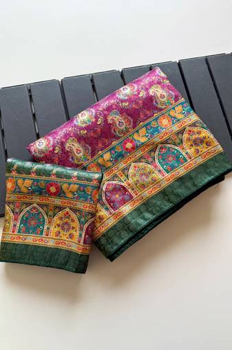 Plum Color Jaqurad Weaving Dola Silk Blend Saree