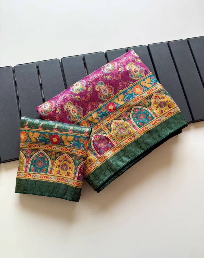 Plum Color Jaqurad Weaving Dola Silk Blend Saree