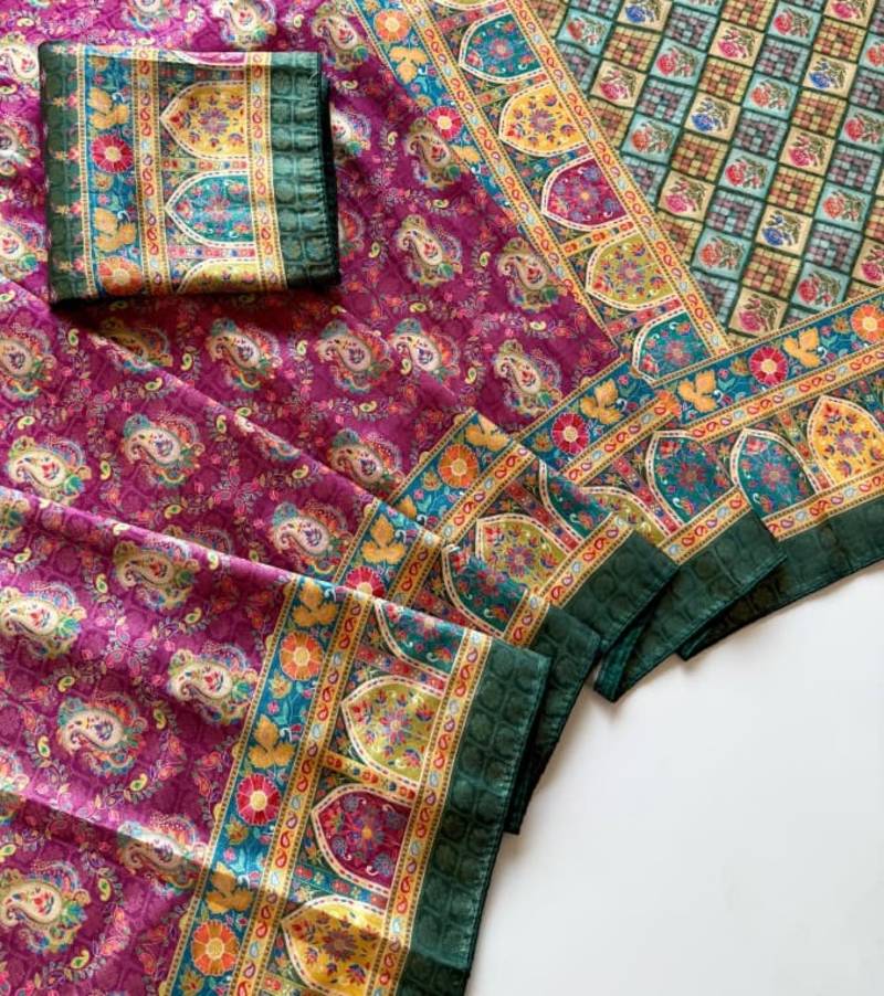 Plum Color Jaqurad Weaving Dola Silk Blend Saree