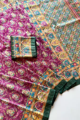 Plum Color Jaqurad Weaving Dola Silk Blend Saree