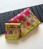 Rani Pink Color Jaqurad Weaving Dola Silk Blend Saree