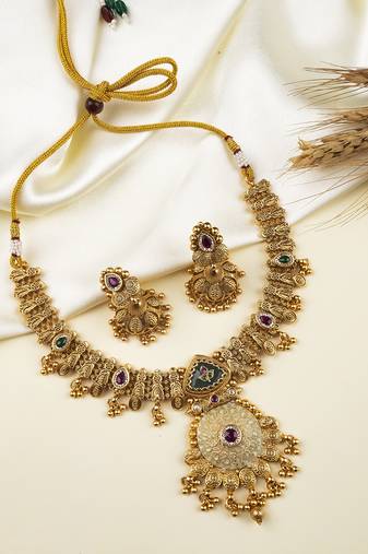 Ethnic rajwadi finish traditional bandhai necklace set