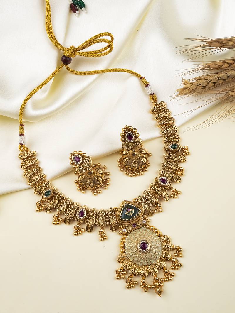 Ethnic rajwadi finish traditional bandhai necklace set