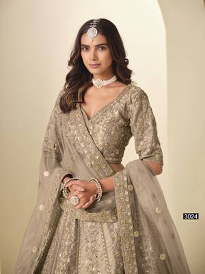 Brown Art silk blend Lehenga Choli with Heavy Embroidery Work 2