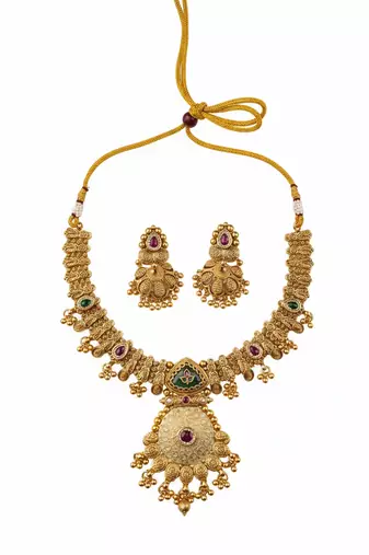 Ethnic rajwadi finish traditional bandhai necklace set