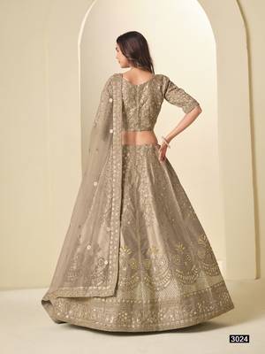 Brown Art silk blend Lehenga Choli with Heavy Embroidery Work 4