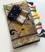 Black Color Paithani Jari Weaving Tissue Viscose Saree