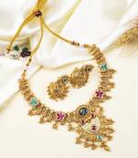 Multicolour rajwadi plated premium bandhai necklace set