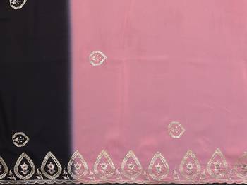  georgette silk blend saree with embroidered blouse 4