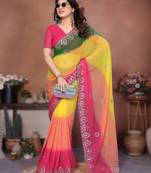 heavy georgette silk saree with embroidered blouse