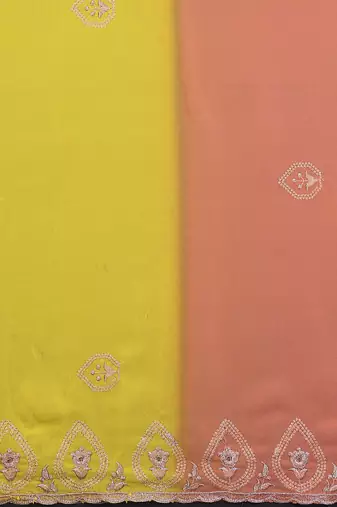  georgette silk blend saree with embroidered blouse