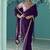 Purple glass tissue embroidery & sequence work designer saree